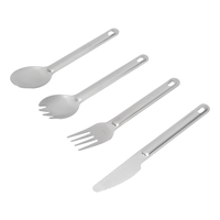 Ensemble de couverts pliables de randonnée en plein air, 4 pièces, en acier inoxydable, légers, pour le camping
