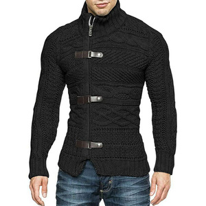 Suéter <span class=keywords><strong>de</strong></span> <span class=keywords><strong>cuello</strong></span> <span class=keywords><strong>alto</strong></span> <span class=keywords><strong>de</strong></span> Otoño/Invierno, anillo <span class=keywords><strong>de</strong></span> cuero para <span class=keywords><strong>hombre</strong></span>, cárdigan <span class=keywords><strong>de</strong></span> punto <span class=keywords><strong>de</strong></span> manga larga, ropa <span class=keywords><strong>de</strong></span> talla grande para <span class=keywords><strong>hombre</strong></span> - Product Image 2