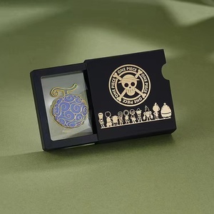 3 diseños, venta al por mayor, joyería, Luffy sombrero de paja, fruta maldita, broche de lujo, caja de embalaje, broche de Pin esmaltado de Metal Ace de Anime - Product Image 3