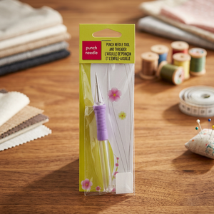 HC0028 Punch Needle <b>Tool</b> and threader Punch Needle <b>Tool</b> with Threader Purple Handle Craft Sewing Accessory - Product Image 2