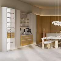 Buffet mural minimaliste personnalisé en panneaux de particules, finition mate, écologique, hauteur réglable, pour salle à manger