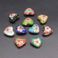 Perle d'espacement traditionnelle en émail cloisonné haute température, filigrane argenté-bleu, pour accessoire de bijouterie DIY 16 #   Forme de cœur