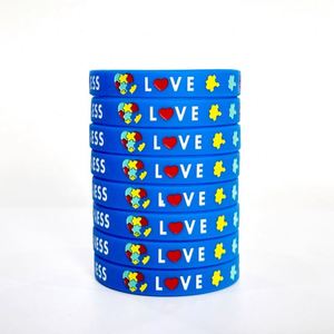 Pulseras de Silicona para Autismo, Pulseras de Goma, Personalizables con Logotipos y Texto Promocional, Disponibles en Stock - Product Image 1