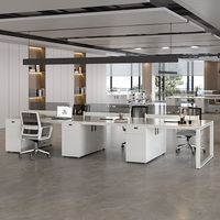 Bureau de personnel modulaire rectangulaire minimaliste moderne pour 4 personnes, poste de travail double avec rangement extensible