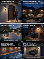 Lampes murales solaires LED extérieures étanches IP65 avec détecteur de mouvement, alimentées par batterie, pour porte d'entrée, jardin, cour, garage, terrasse