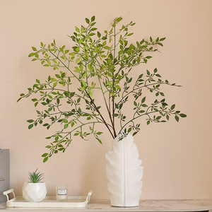 Foglie artificiali di Nandin verde arancione pianta per casa ristorante arredamento ufficio vero tocco foglie di fogliame pianta - Product Image 4