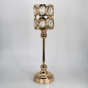 Castiçal de metal vazado de cabeça única, decorativo de metal, artesanato, de cristal de ouro, decorações de girassol, venda imperdível