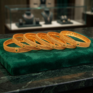 Classic Antique Rubygreen Fashion <b>Bangles</b> 18324 Gold Plated Kanhai Jewels Women's Crystal & Rhinestone - Product Image 3