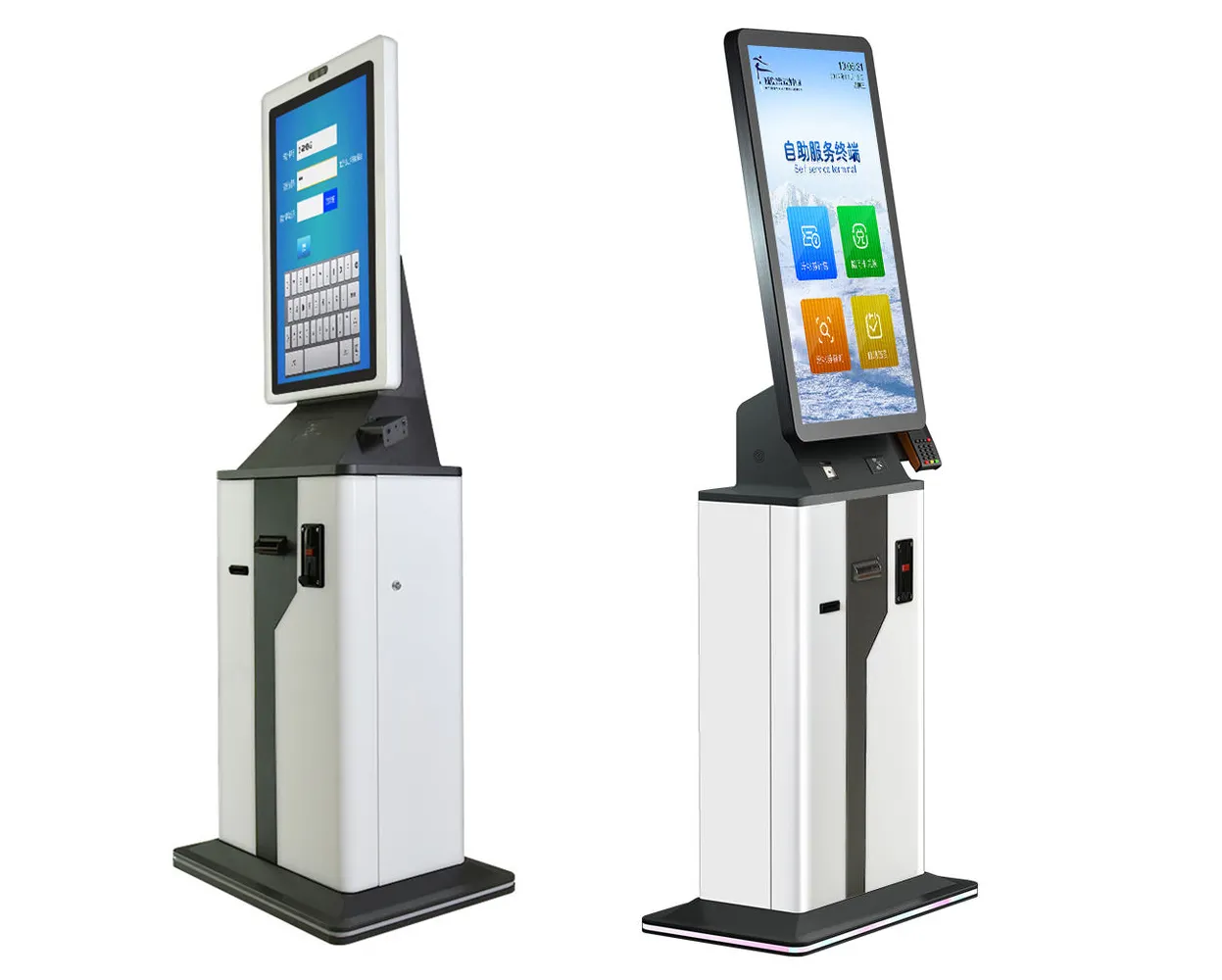 Free Standing 15.6 21.5 32 Inches Touch Payment Kiosk Floor Stand Self Ordering Kiosk with RFID NFC POS Space Optional In Hotel