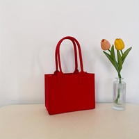 Mini sac fourre-tout carré en feutre écologique, couleur unie, logo personnalisé, pour femmes, travail et courses