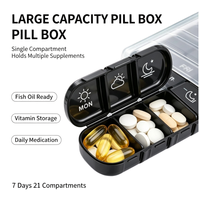 Organisateur de pilules hebdomadaire pratique |   Boîte à pilules scellée détachable pour 3 prises quotidiennes |   Boîte de rangement portable pour vitamines, résistante à l'humidité, pour les voyages