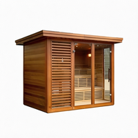 Kabin Sauna Hemlock Modern untuk Luar Ruangan, Ruang Uap Kayu Solid, Panel Kontrol Komputer 220-240V, untuk Penggunaan di Taman, Villa, dan Gym