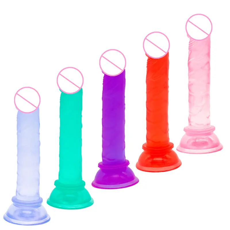 Mulheres Cristal Realista Sucção Pênis Macio Produtos Sexuais Pequeno Tamanho Feminino Anal Masturbação Flexível Atacado Jelly Dildo