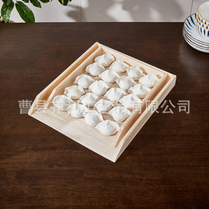 Dumpling Tray Wooden Rectangle Stackable Home Use <b>Freezer</b> Storage Box - Product Image 2