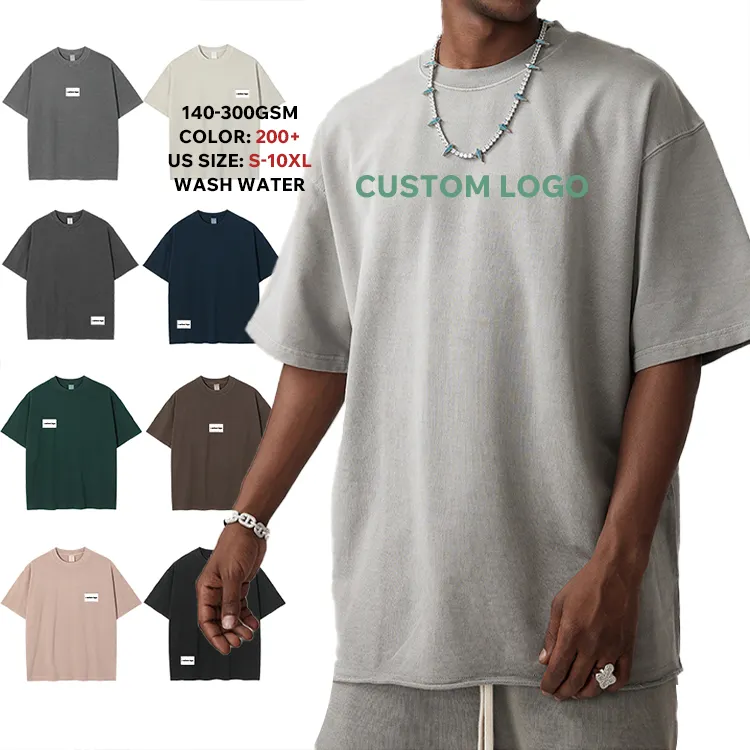 T-shirts de rue personnalisés de haute qualité t-shirts graphiques en coton vierge épais vintage oversize pour hommes