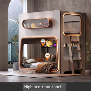 Barandilla alta, cápsula espacial, cama para niños, literas pequeñas, camas individuales, no se molestan entre sí - Product Image 4