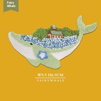 Prêt à expédier : Grand patch thermocollant Baleine Féerique, Applique brodée Baleine Paysage pour vestes