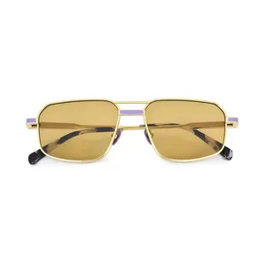 Yeetian 2024 Óculos de Sol de Metal UV400 para Viagens ao Ar Livre com Armação dourada de luxo