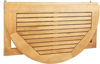 Collection extérieure Owens, table suspendue en bois naturel pliable pour balcon, table demi-ronde pour balcon, terrasse, véranda