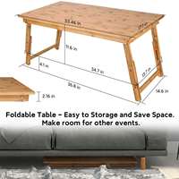 Table d'appoint en bambou grande taille table de bureau au sol lit table pour ordinateur portable bureau pliable espace de rangement économisant un large lit bureau support pour ordinateur portable