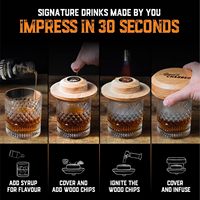 Kit de Ahumador para Cócteles de Whisky - Virutas de Madera de Roble Premium de EE. UU., Sirope Old Fashioned, 8 Sabores, Combustible de Butano, Caja de Regalo de Madera