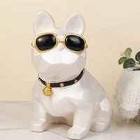 Vente en gros de tirelires en résine de bouledogue français blanc de 28 cm, artisanat pour enfants, peinture fluide DIY, décorations pour la maison