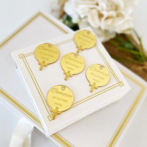 Décoration en miroir acrylique doré, lettrage personnalisé, étiquette, cadeaux de remerciement pour les invités de baptême ou de mariage, style moderne et simple, taille personnalisée - Product Image 2