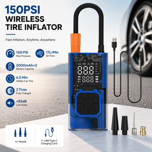 Bomba de Aire Portátil <span class=keywords><strong>para</strong></span> Neumáticos, <span class=keywords><strong>Mini</strong></span> <span class=keywords><strong>Compresor</strong></span> de Aire de 150 PSI con Función de Memoria de Presión Preestablecida - Product Image 1