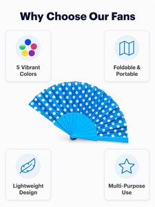 Nuevo Abanico Plegable de Plástico con Diseño de Puntos, 23 cm, para Fiestas y Decoración de Verano - Product Image 4