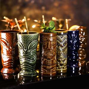 Commercio all'ingrosso Hawaii Tiki tazze Creative bicchieri da Cocktail Tiki tazze per Bar Vintage natale tazze da viaggio fatte a mano su misura in ceramica - Product Image 4