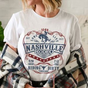 Nashville Rodeo Western Graphic Tee Shirt Summer Women's Vintage Print Shirts - Product Image 1