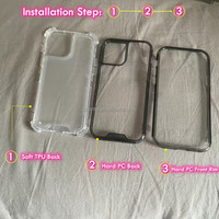 3-en-1 Étui de protection de téléphone robuste et durable anti-chute pour iPhone16 Étui en TPU souple anti-chute transparent pour 16 15 14 13 12 11