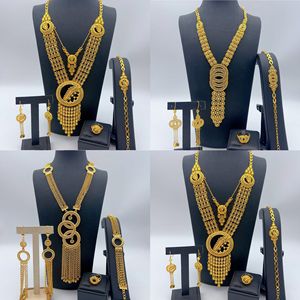 Novos acessórios de casamento femininos da Arábia Saudita e Nigéria, da marca TIANSHE, com colar e brincos longos para noivas de Dubai. - Product Image 1