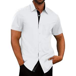 Chemise habillée blanche à manches courtes pour homme, boutonnée, en popeline infroissable, idéale pour l'été et les occasions décontractées - Product Image 2