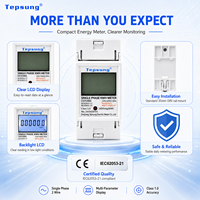 Tepsung EDU02 Meter Energi Digital kWh Satu Fasa Kelas 1.0 Arus Maksimum 80A Layar LCD Backlight Multi-Display Desain Kompak untuk