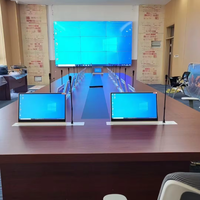 Table de conférence intelligente motorisée pour système de conférence sans papier, moniteur de bureau dissimulé, élévateur LCD avec microphone pour bureau