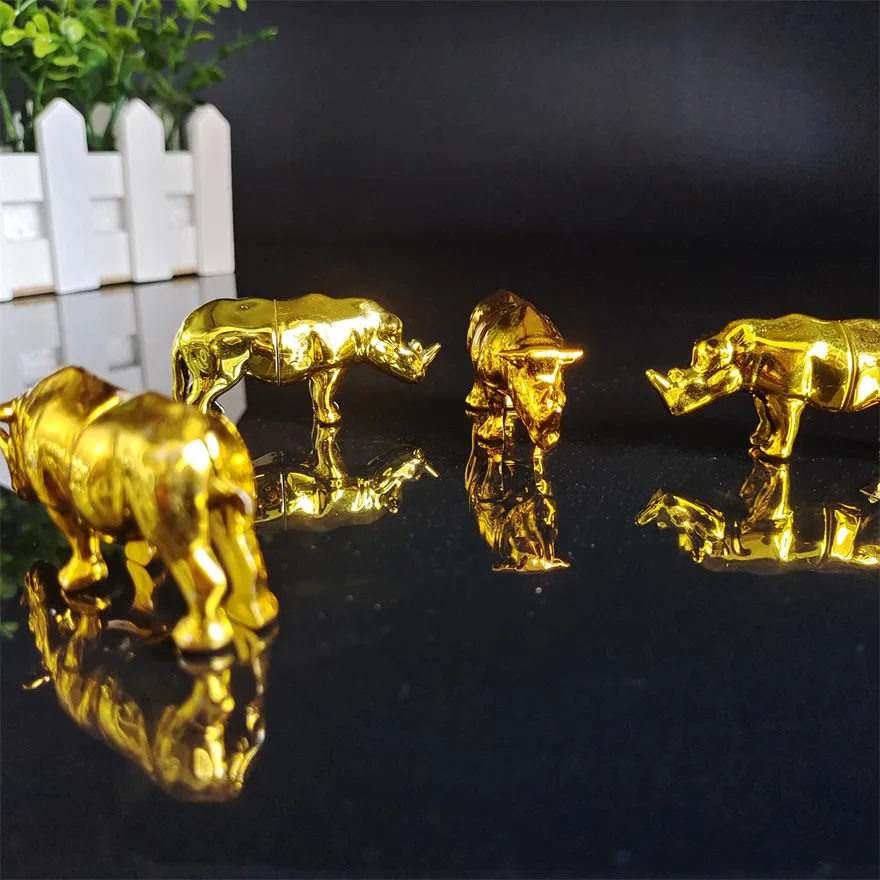 Factory Golden Rhino Shape Animal Shape Pill Capsule Toy Container Packaging For Rhino 7 Pills empty capsule shell