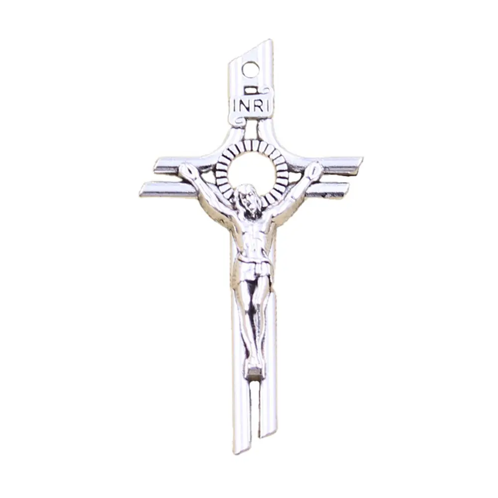 Bạc Cổ 60X39Mm St Benedict Rosary Phụ Kiện Charms Jesus Crucifix Chữ Thập Mặt Dây