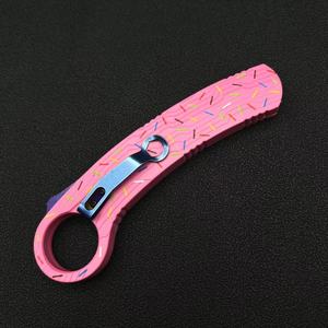 Les mercredis Rose Donut Donut <span class=keywords><strong>Série</strong></span> Camping Couteau Poignées Ceinture Clip Types Bouton Seulement Poignée Sans Lames par Traitement CNC - Product Image 6