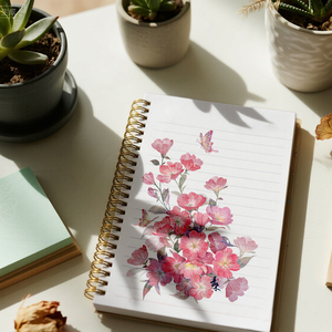 <span class=keywords><strong>Cuaderno</strong></span> de espiral floral Rosa A5 con papel floral de tapa dura Preppy Cute Planner Journal Regalos para estudiantes - Product Image 5