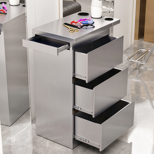 Stainless Steel Salon Trolley Hair Salon Storage Cabinet Barber Shop Tool Cabinet With Multi <b>Drawers</b> And Cup Holders - Product Image 4
