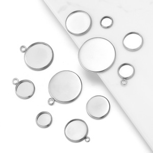 Base de pendentif ronde en acier inoxydable pour la fabrication de bagues, accessoires de bijoux DIY, base vide pour pierres précieuses 10mm 12mm 14mm 16mm 18mm 20mm - Product Image 1