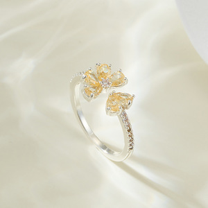 Flower Crystal <b>Ring</b> Micro Paved Adjustable Index Finger Stackable Jewelry Everyday Wear - Product Image 4