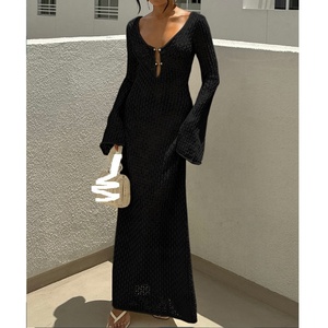 Nuovo <span class=keywords><strong>Abito</strong></span> da Donna 2026 in Maglia a Coda di Pesce con Maniche Svasate, Vestito a Maglia a Trapezio, <span class=keywords><strong>Abito</strong></span> Casual a Tinta Unita - Product Image 2