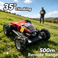 Tondeuse à gazon télécommandée robuste 8HP 4WD 35 °   Capteur de pente 500m de portée pour vergers et fermes en pente