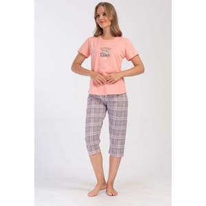 Traje de dormir capri ovalado de manga corta con cuello redondo para mujer - Product Image 4