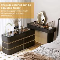 Coiffeuse moderne en bois massif avec miroir LED et tiroir éclairé, idéale pour chambre et salle de bain