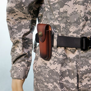 سكين شامل قابل للطي غطاء جلد غمد أعلى غمد جلد مع مشبك مصنوع من البوليمر والنايلون حافظة خارجية - Product Image 3