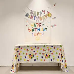 Toalha de mesa descartável para festas, Peva, 137*274 cm, decoração de feliz aniversário para bebês, toalha de mesa descartável