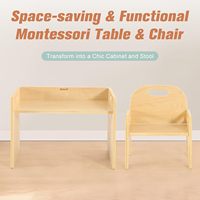 Ensemble de bureau et de chaise Montessori en bois, utilisé pour manger, apprendre et jouer. Convient aux enfants âgés de 1 à 3 ans